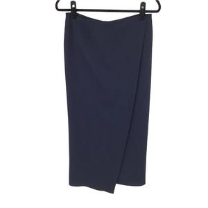 Atea Oceanie Womens Navy Blue Midi Skirt Size US 4 FR 36 Front Slit Wrap Style